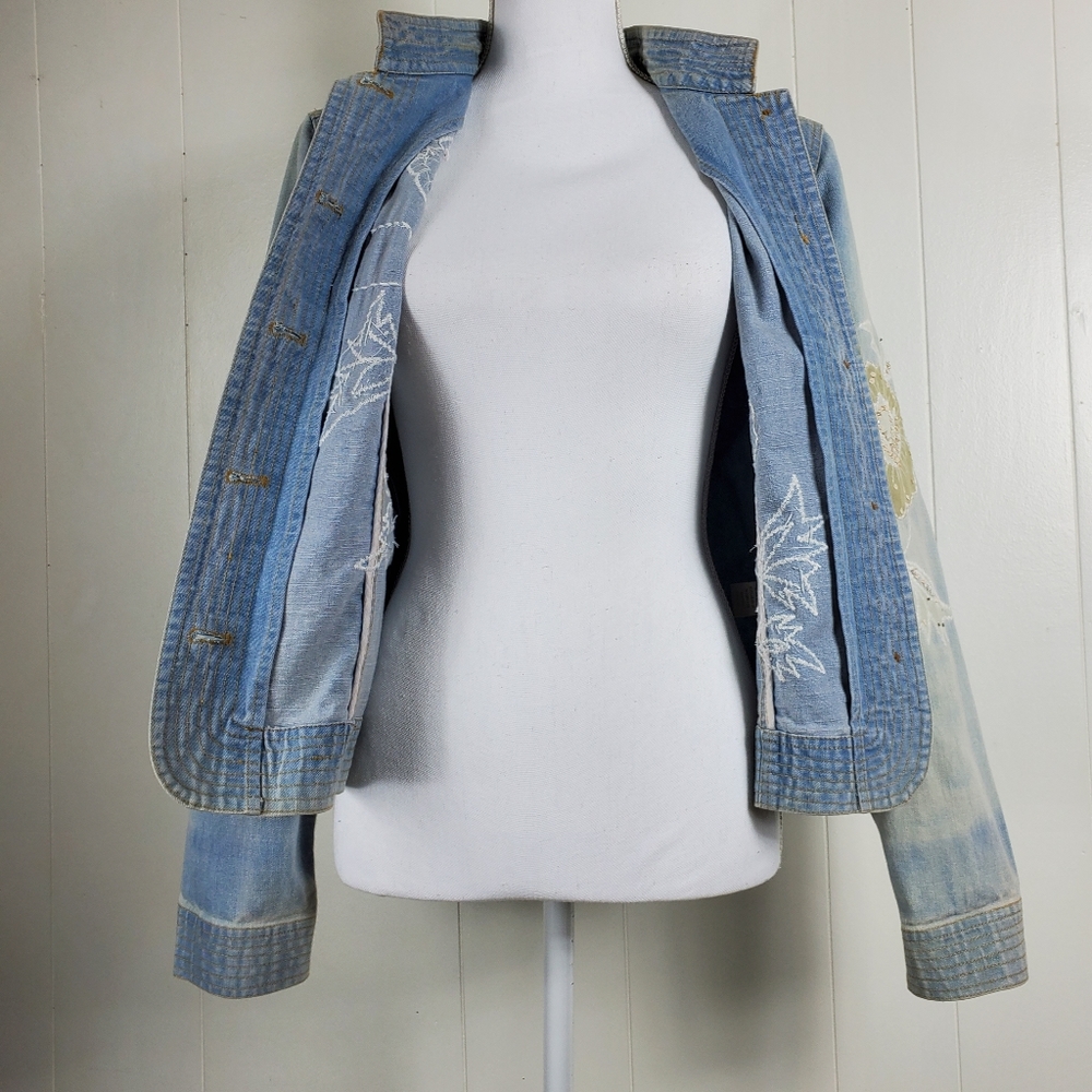 Christopher & Banks jean jacket with floral embroidery size small - Picture 10 of 12